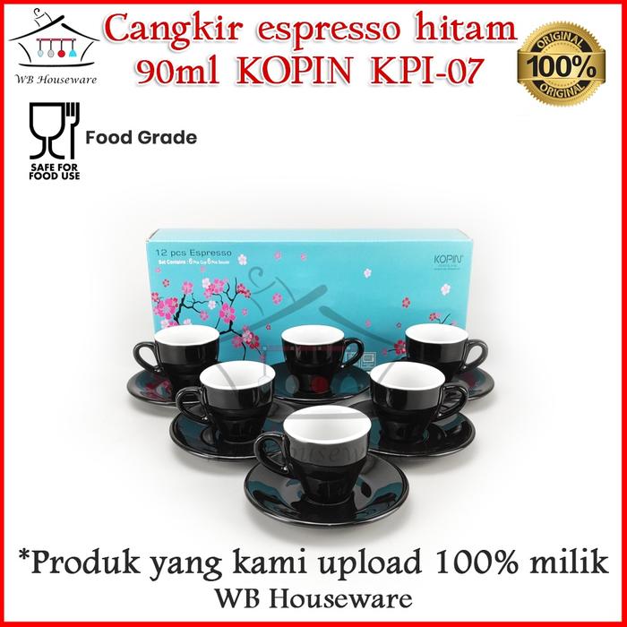 cangkir kopi gelas coffee set cafe espresso 90ml porcelain KOPIN KPI-07 hitam