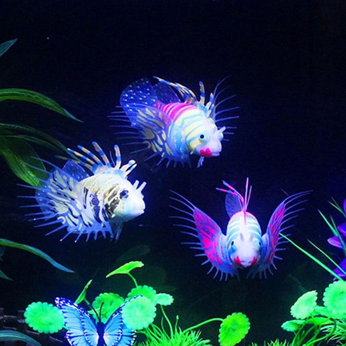 Aquarium Decoration Artificial Fake Fish Luminous LionFish for