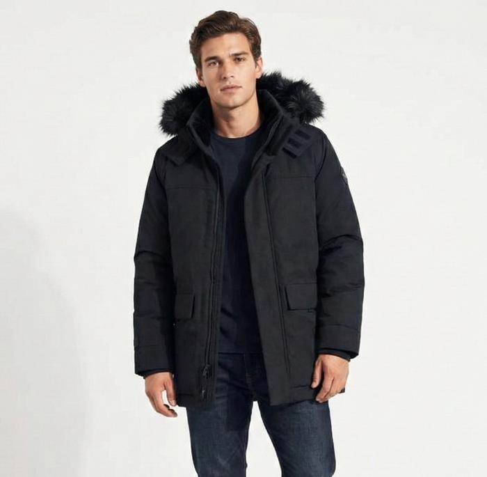 Hollister Faux Fur Parka Jacket Black Original
