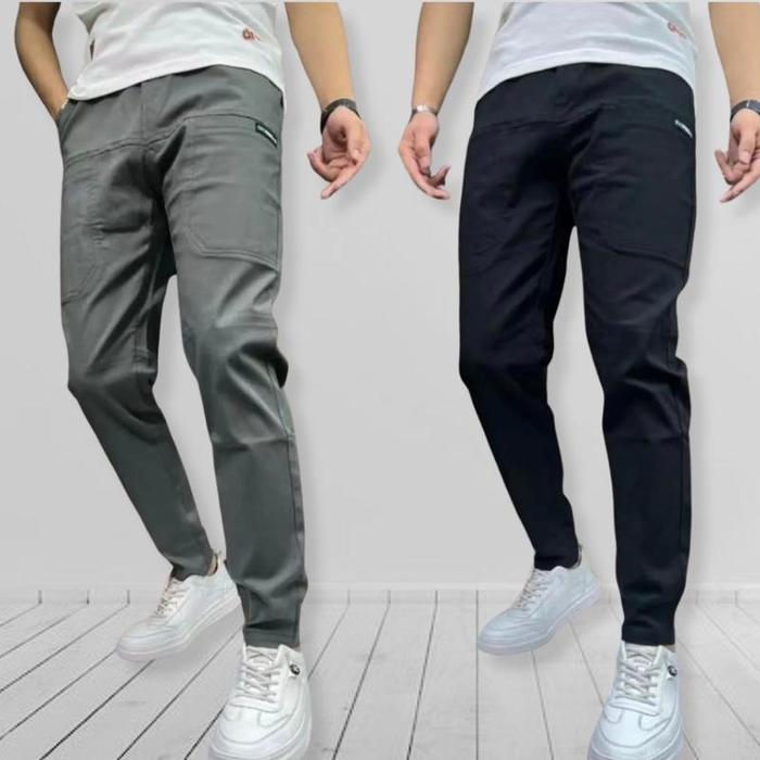 Celana Jogger Pria Khaki Luxor HQ1 Stylish & Nyaman Dipakai. Fit Kain Katun Slim Panjang Hitam Casu