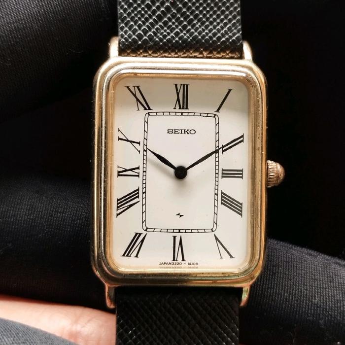 Seiko Vintage Tank chariot Manual Winding 2220-3460 JDM Japan Roman Dial Kotak Langka 1970's