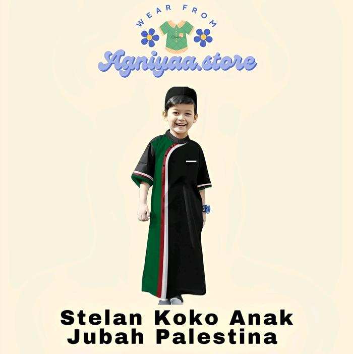 Jubah Anak Palestina / Baju Gamis Anak Palestina - Pakaian  Anak Model Jubah Azka Muslim