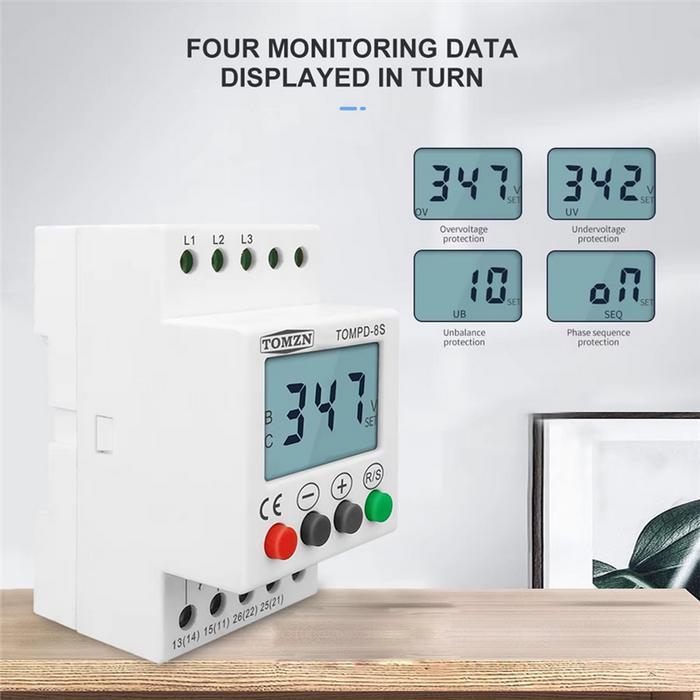 Tomzn Voltage Protector 3 Phase Sequence Protector Under Overvoltage Protector Protection Relay