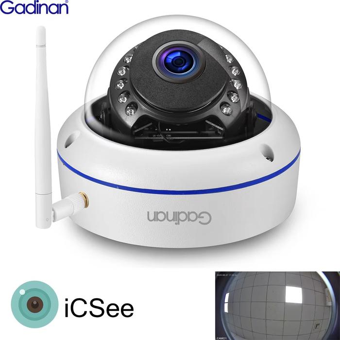 Gadinan P2P Outdoor Wifi Camera HD 5MP Fisheye Panorama Security Network Dome Webcam 1.7mm Lens Wide