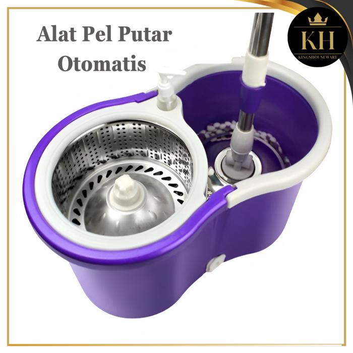 Super Mop Alat Pel Lantai STAINLESS Plastik alat pel otomatis dengan ember pencuci putar Pel Plastik
