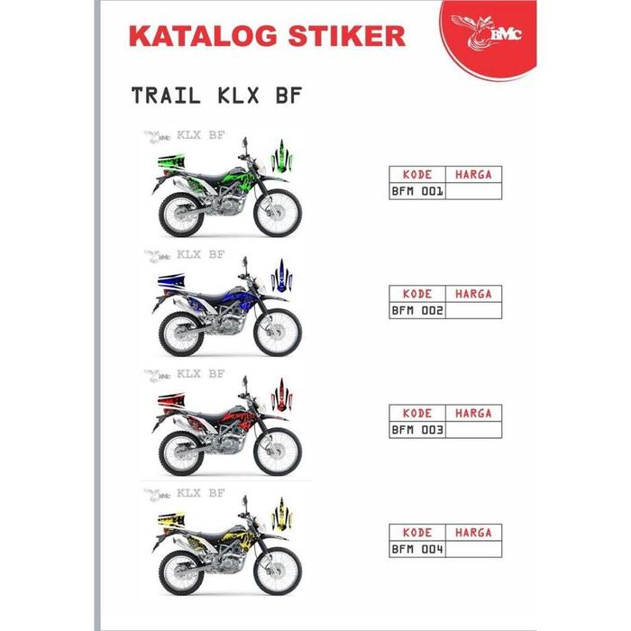 STIKER/STICKER/DECAL TRAIL KLX BF - seri M BEST QUALITY OSEAN