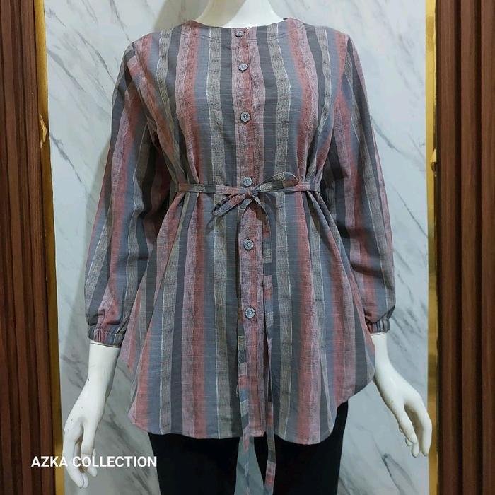 Tunik Azka Katun Premium/ Long Tunik Wanita Muslim Motif Remaja/ Atasan Azka