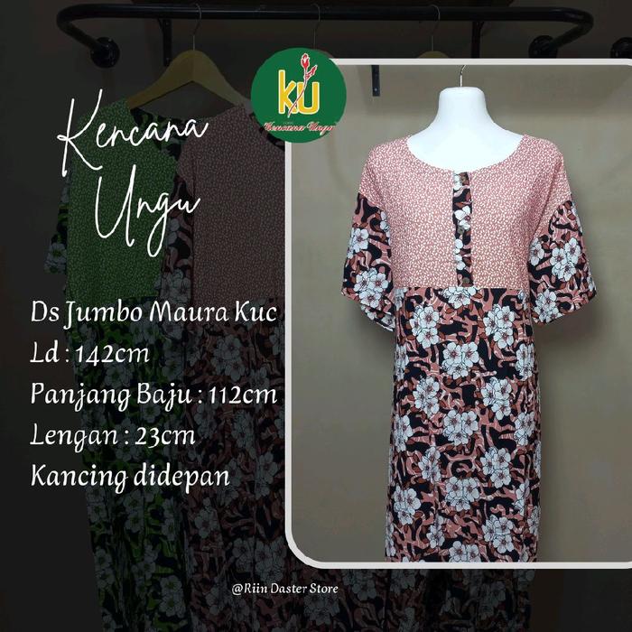 Daster Kencana Ungu Ds Jumbo Maura Daster Wanita Rayon LD 140cm Lengan Pendek Kancing Depan Busui/Bu