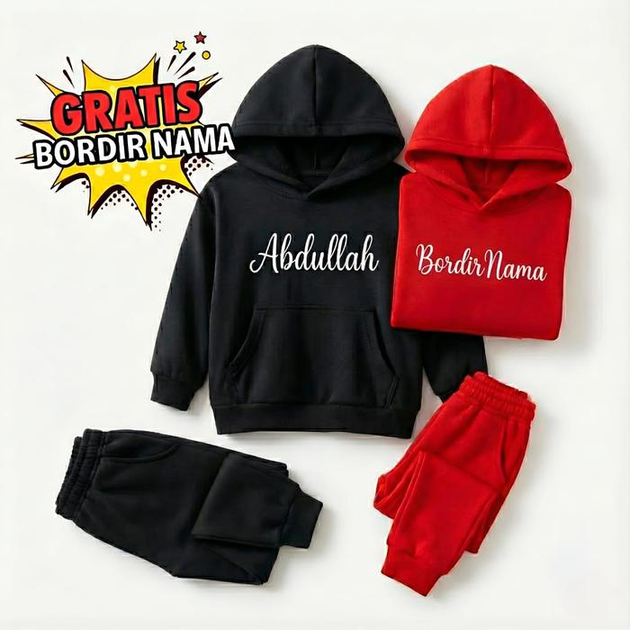 PAVILIUN BULU AWAN One Set Hoodie Anak Custom Nama Bordir GRATIS Sweater Anak Polos Laki Laki Peremp