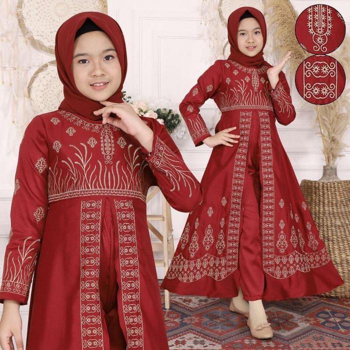 Promo Baju Lebaran Anak Perempuan ( NO HIJAB ) Baju India Syari Anak Perempuan Muslim Dress Pesta Ga