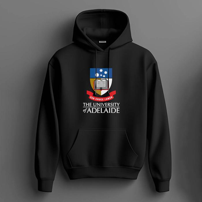Hoodie ADELAIDE University Australia Premium Fleece Cloth Sweater Jacket Hood Black Hitam