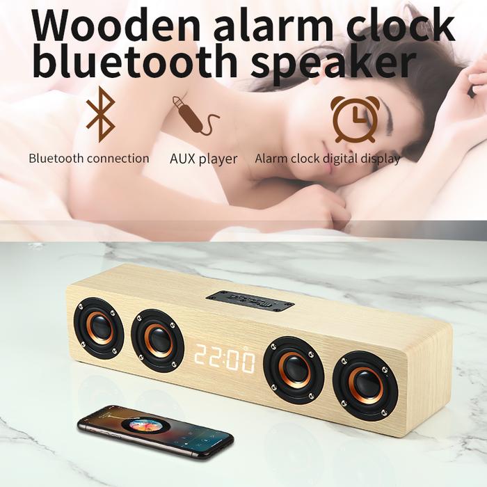 Speaker Bluetooth Home Theater Jam Strip Panjang Kayu Speaker