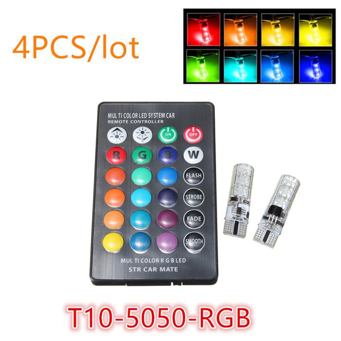 4pcs/lot RGB LED 12V  LED RGB 5050 SMD Signal Lamp Reading Wedge