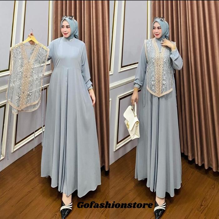 Gamis brokat kondangan simple mewah elegant Lora Maxi gamis brokat wanita dewasa gamis kondangan ter