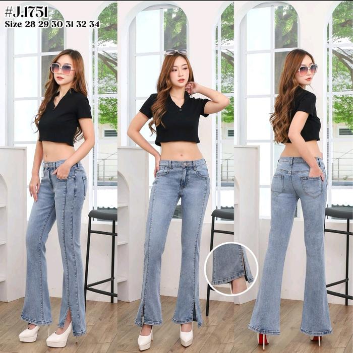 celana jeans cutbray belah premium Wanita felino
