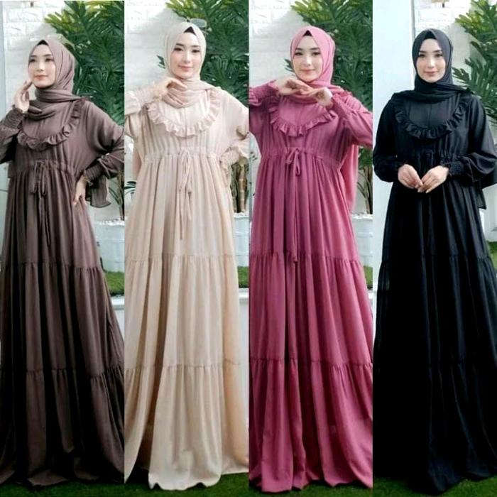 Gamis Susun Canda Jersey Rempel Dada
