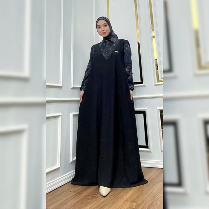 Alusna - Aleva Set - Gamis Katun Set Hijab Kombinasi