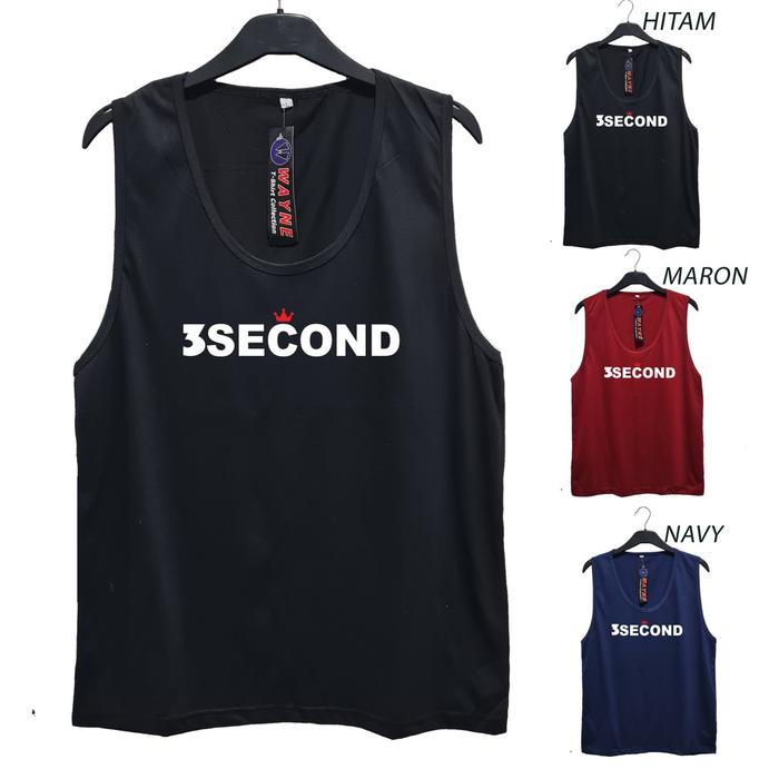 NC SINGLET COWO 3SECOND / SINGLET SANTAI / KAOS TANPA LENGAN / LEKBONG / ATASAN PRIA
