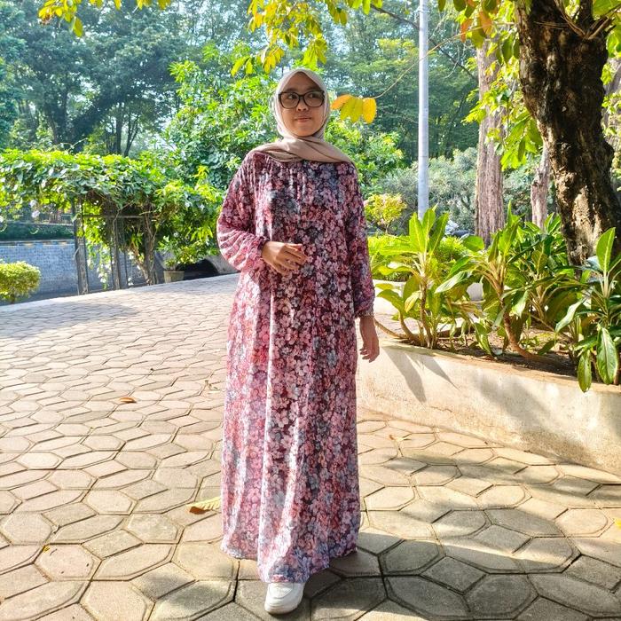 SARIMI DRESS GAMIS MOTIF BUNGA KECIL RAYON VISCOSE IMPORT OOTD DAILY BAJU NGAMPUS BUSUI WANITA REMAJ