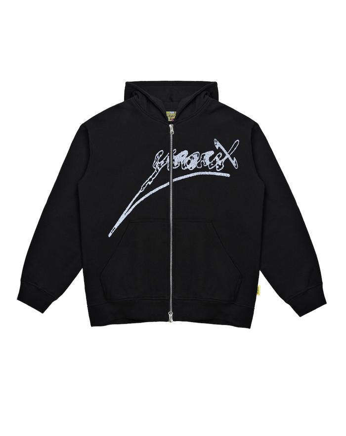 Vearst Double - Zip Hoodie Boxy Vanson Black - Heavyweight Cotton