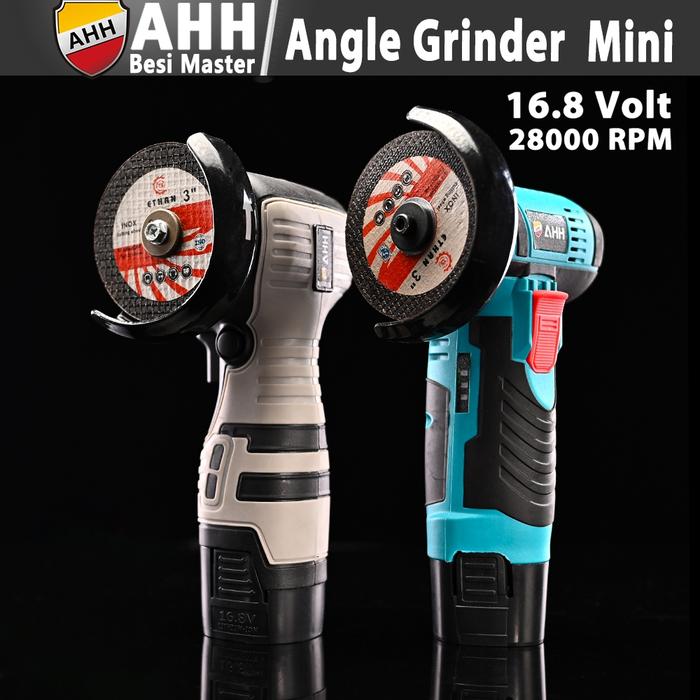 AHH Besi Angle Grinder Mini Cordless Baterai Mesin Tangan Listrik Gergaji Pemotong Gerinda