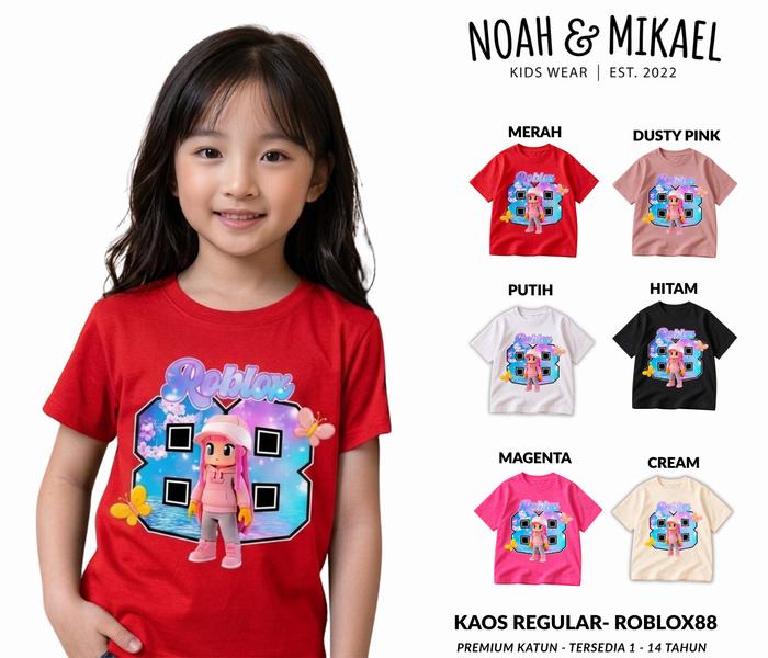 N&M - Fashion Anak - Motif Roblox88 - Baju Anak Perempuan & Kaos Anak Perempuan Cotton Combad 30S Us