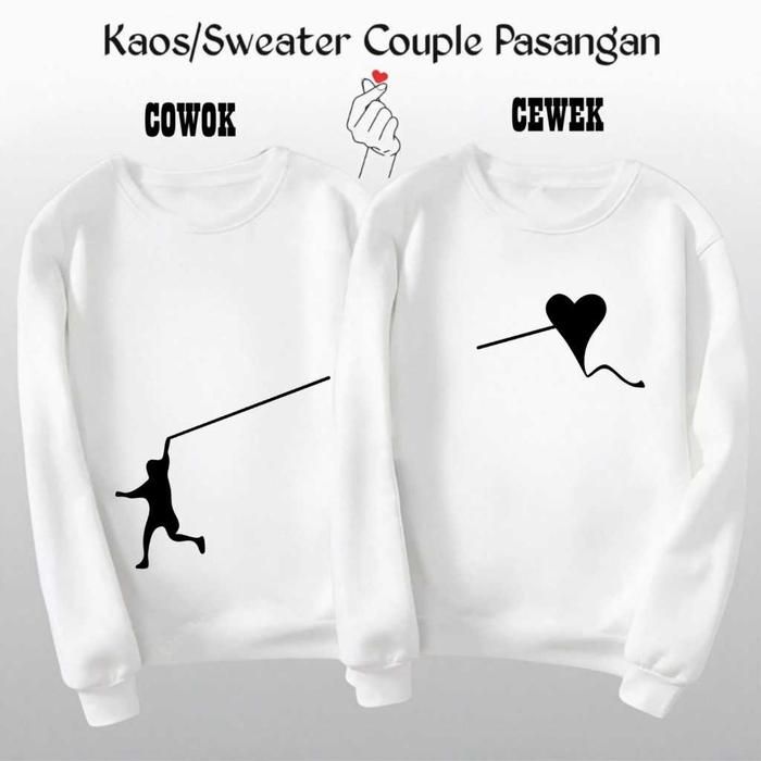 Baju Kaos Couple Pasangan Pacar Love Layang Trendy Pria Wanita Dewasa Lengan Panjang Kapelan Terbaru