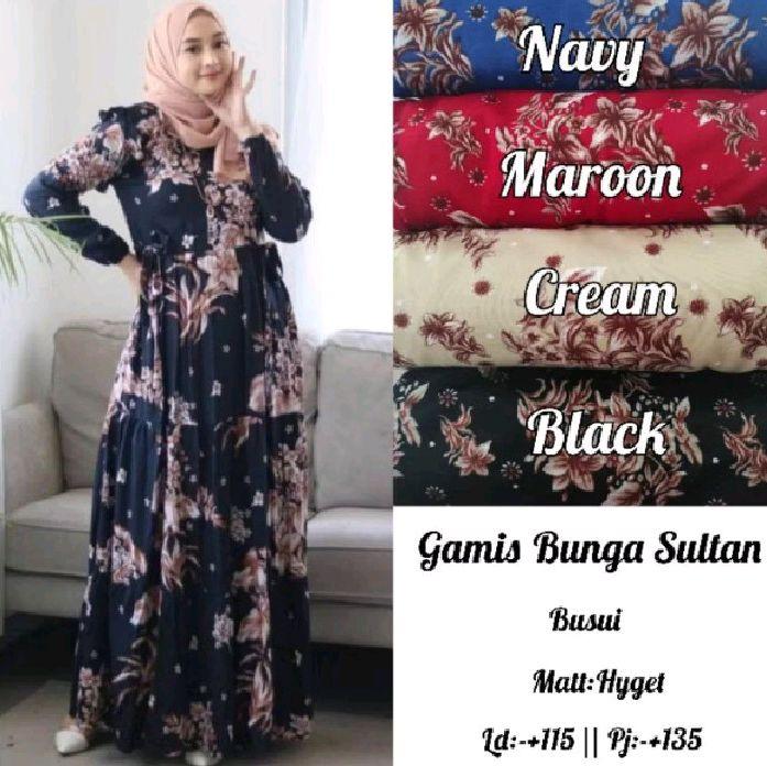 Gamis hyget bunga sultan fashion wanita