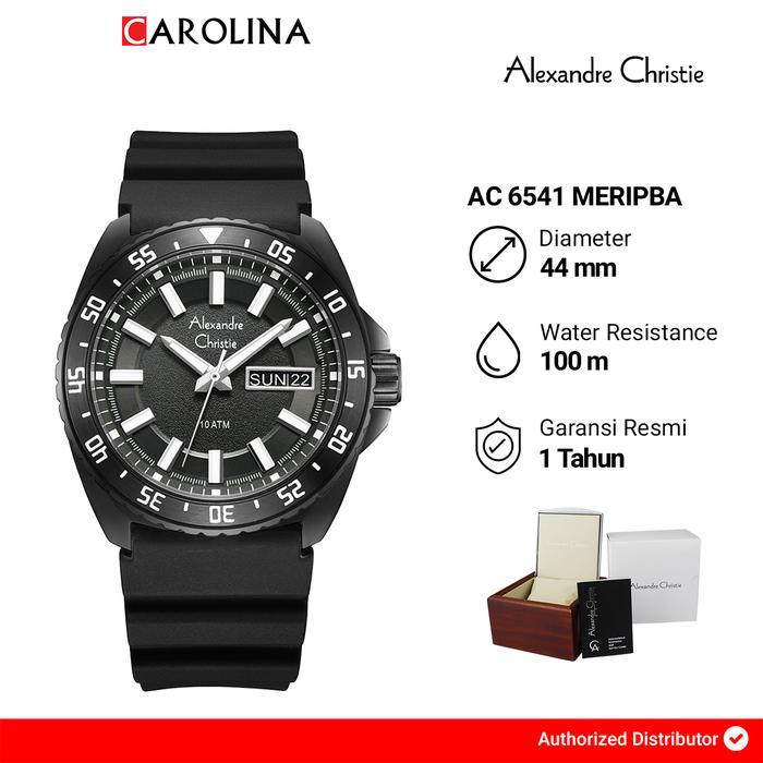 Jam Tangan Pria Alexandre Christie Sport AC 6541 MERIPBA dengan Dial Hitam dan Tali Karet Hitam untu