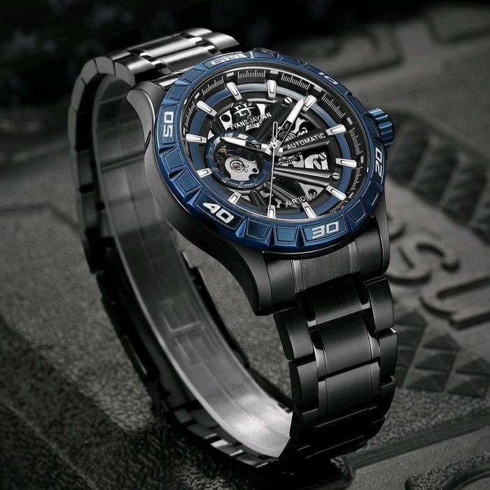 JAM TANGAN EVANS JAYDEN 9565 STRAP RANTAI AUTOMATIC GARANSI MESIN 1TH