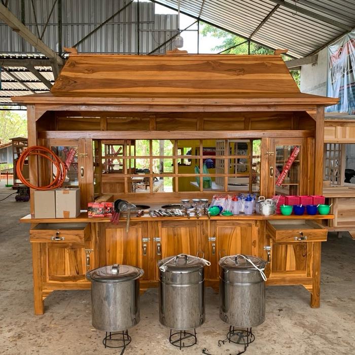Gerobak mie ayam bakso joglo bahan kayu jati paket lengkap siap jualan