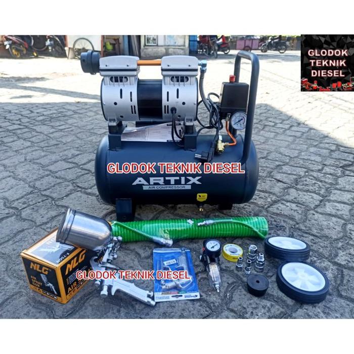 PAKET LENGKAP BENGKEL CAT KOMPRESOR ANGIN OILLESS 1 HP 24 LITER