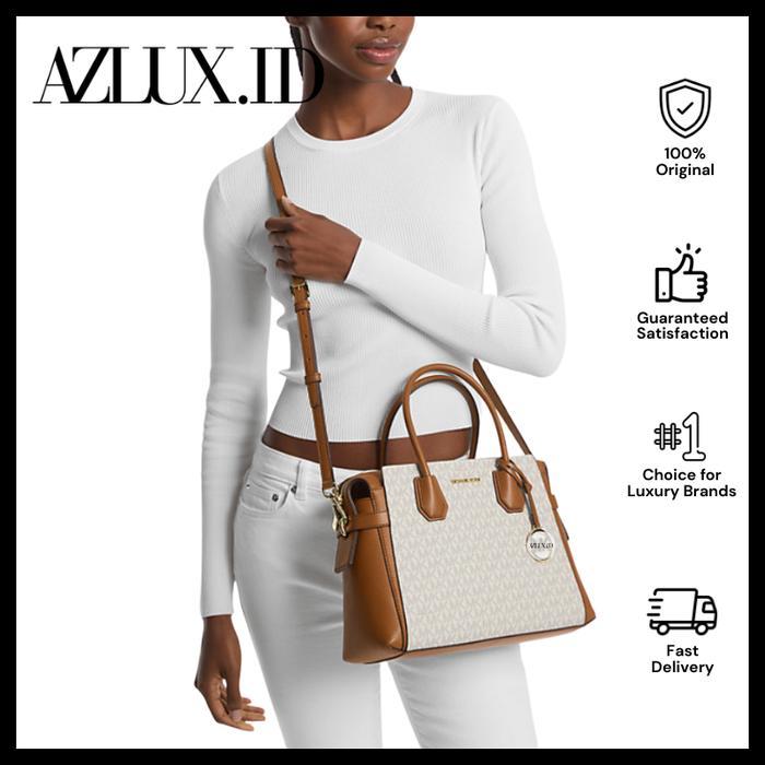 AZLUX MK MERCER MEDIUM SIGNATURE LOGO AND LEATHER BELTED SATCHEL