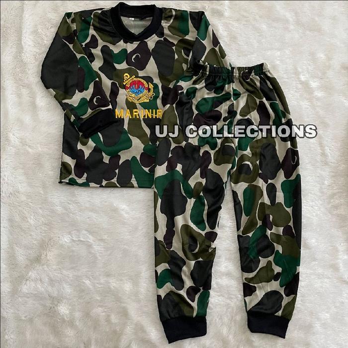 Setelan kaos anak lengan panjang loreng kko marinir - Baju setelan kids army unisex bordir Celana Fa