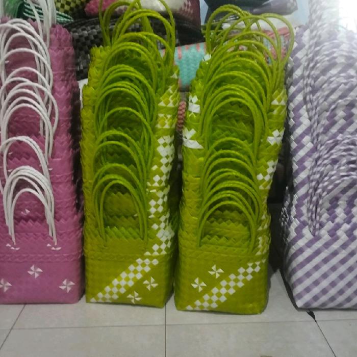 Tas Berkat Jumbo Muat Kardus Berkat 2 Tumpuk Warna Hijau dan Ungu Cocok untuk  melengkapi hajatan an