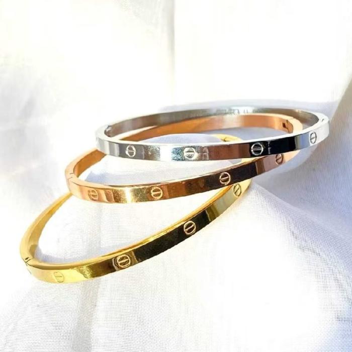 Gelang Cartier Polos Wanita Bahan Titanium Tidak Mudah Luntur - Perhiasan