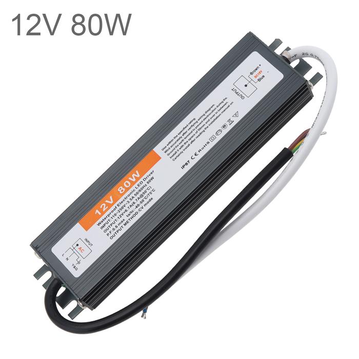 Waterproof LED Driver 12V 80W LED Power Supply Adapter Low Voltage