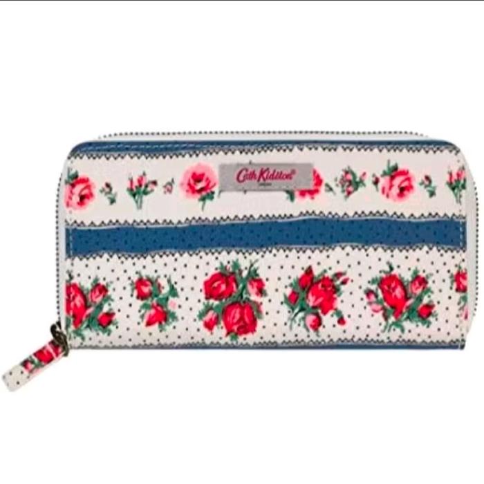 Cath Kidston Ribbon Rose Continental Wallet Pvc Cotton