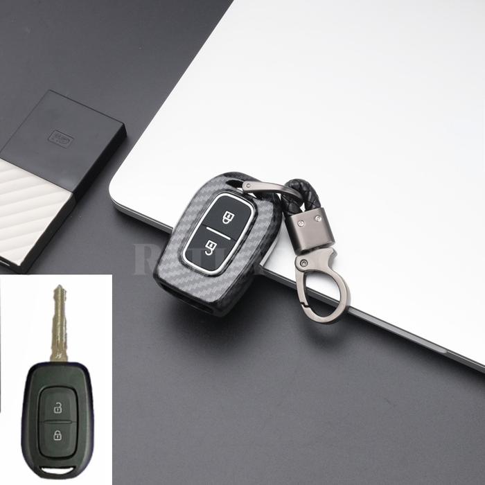 Tempat Casing Penutup Kunci Mobil ABS Karbon untuk Renault Dacia