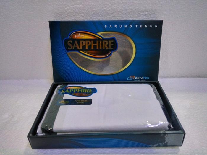 1 KODI (20 BH) KAIN SARUNG MUSLIM PRIA DEWASA MERK SAPPHIRE PUTIH