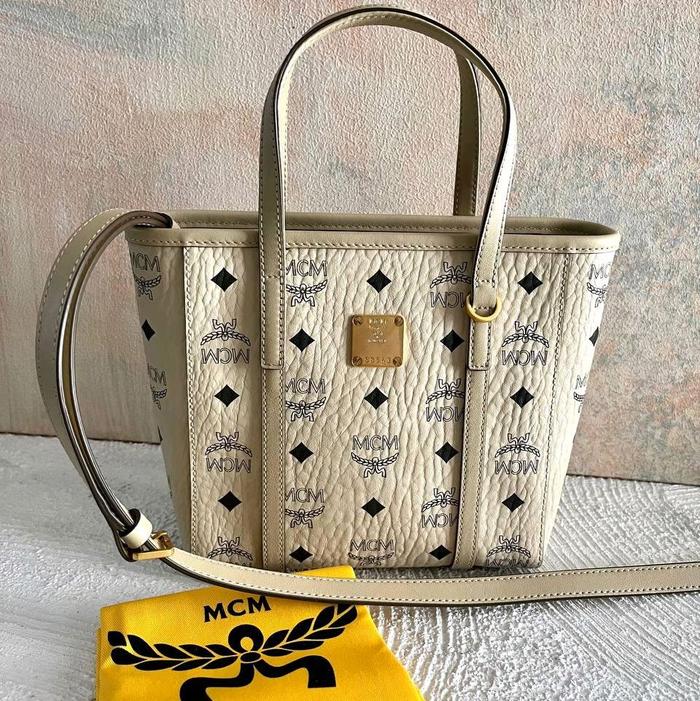 Ready MCM Toni Visetos Mini Tote Bag Beige