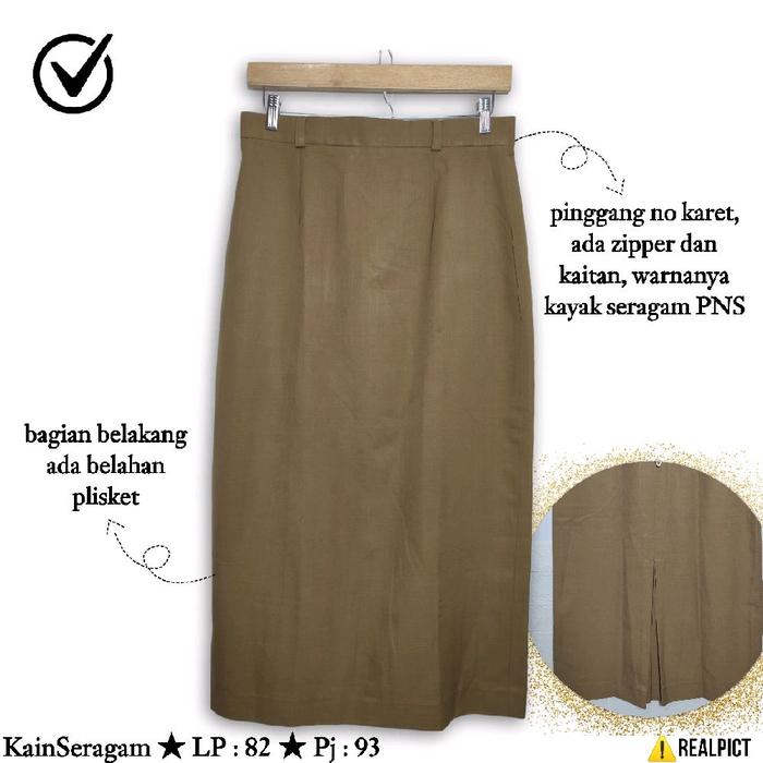 Rok Span PNS Size M Bronze Belah Lipit Belakang Seragam A Line Sepan Polos Bawahan Wanita Muslimah D