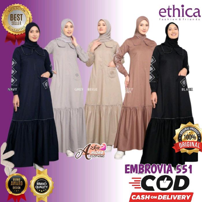 ETHICA Gamis Bordir Ayumi 551 Ethica Original - Gamis Ethica Terbaru 2025 - Dress Muslim Terbaru 202