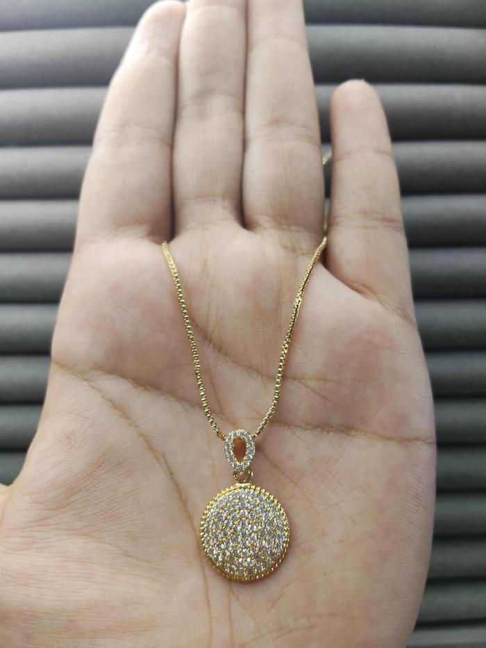 kalung liontin bulat permata