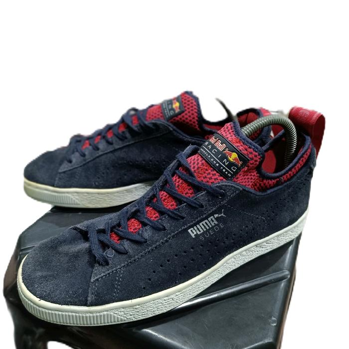 Sepatu PUMA Suede Red Bull Racing Original Size 41 Navy Red Running Casual Sneakers Pria Shoes Wanit