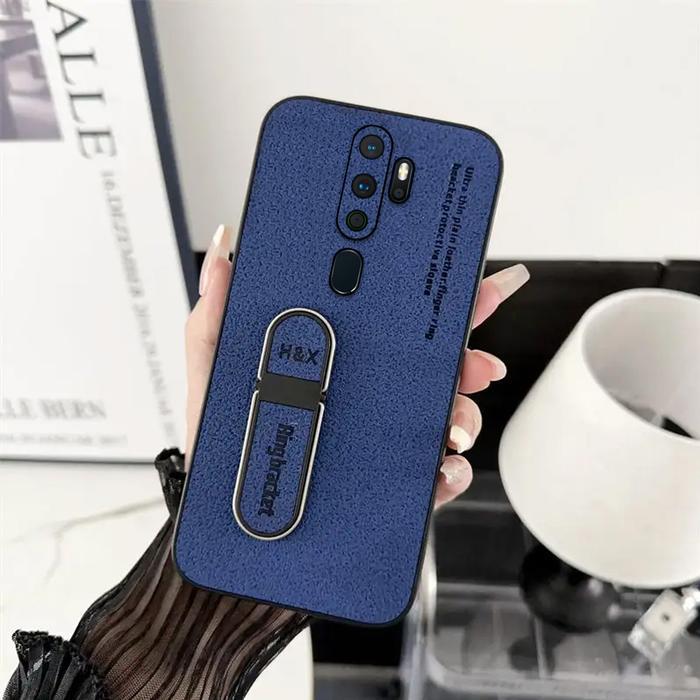 Standing Case Plain Leather Terbaru Oppo A5 / A9 2020 Ring Holder Promo