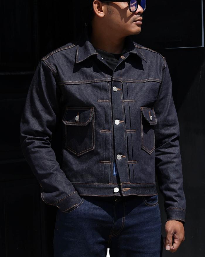 Mihane Jeans - Jacket Pria Denim - HARDLOOM Type II Cinchback 14oz Sanforized