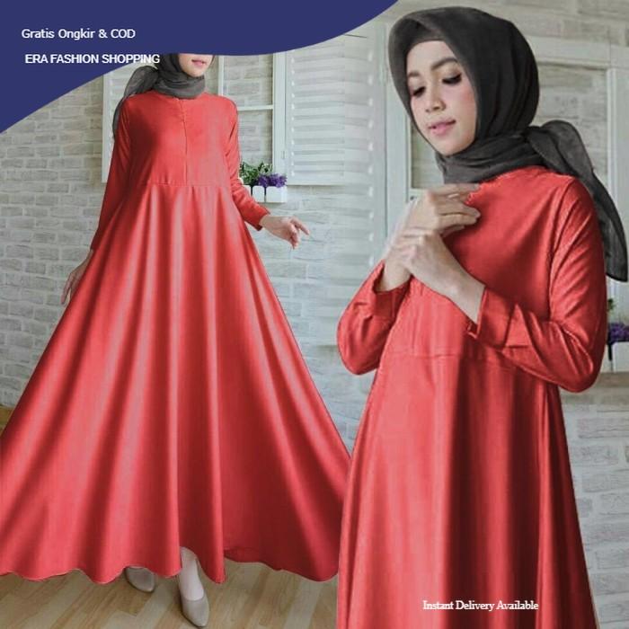 Baju Gamis Sulis OX Ghamis Wanita spandek Merah/Coksu Fashion Kekinian Ramadhan Lebaran 2025 Muslim 
