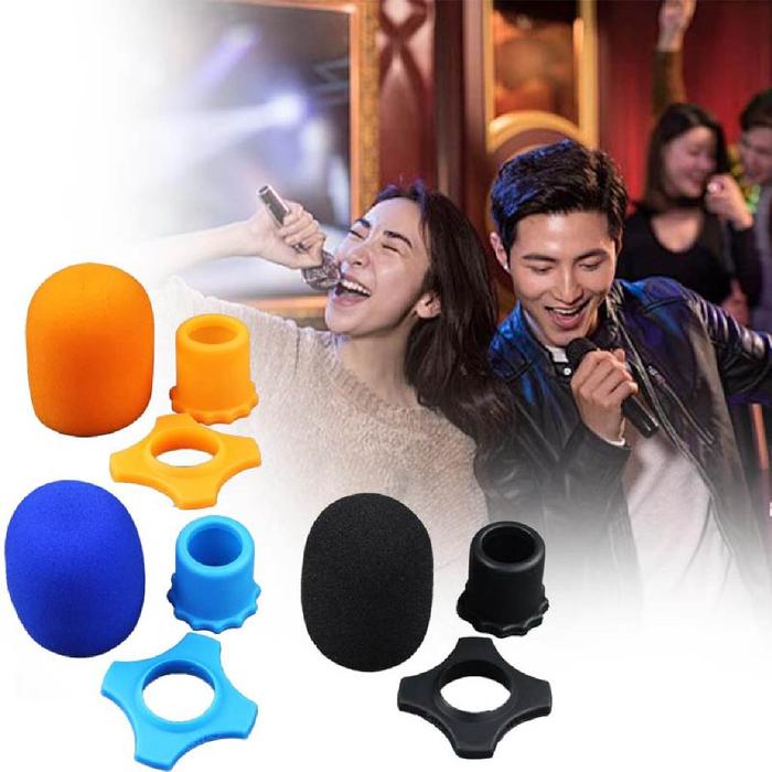 6Pcs Busa Mikrofon +Microphone Holder Kit Ring Cover Pelindung Busa Mic Karaoke Cover Mic Wireless