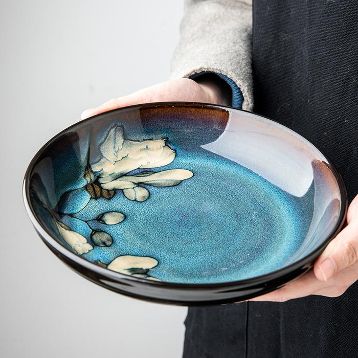 Chinese-style ceramic deep plate household salad plate disc